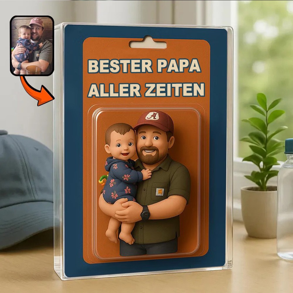 Benutzerdefinierte Foto Papa und Kinder Action-Figur Acryl-Block Plaque für den Vatertag Geschenk