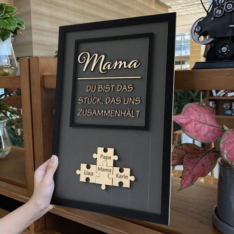 Mama Du bist das Stück, das uns zusammenhält Personalisiertes Mama Puzzle Zeichen Geschenk für Mama