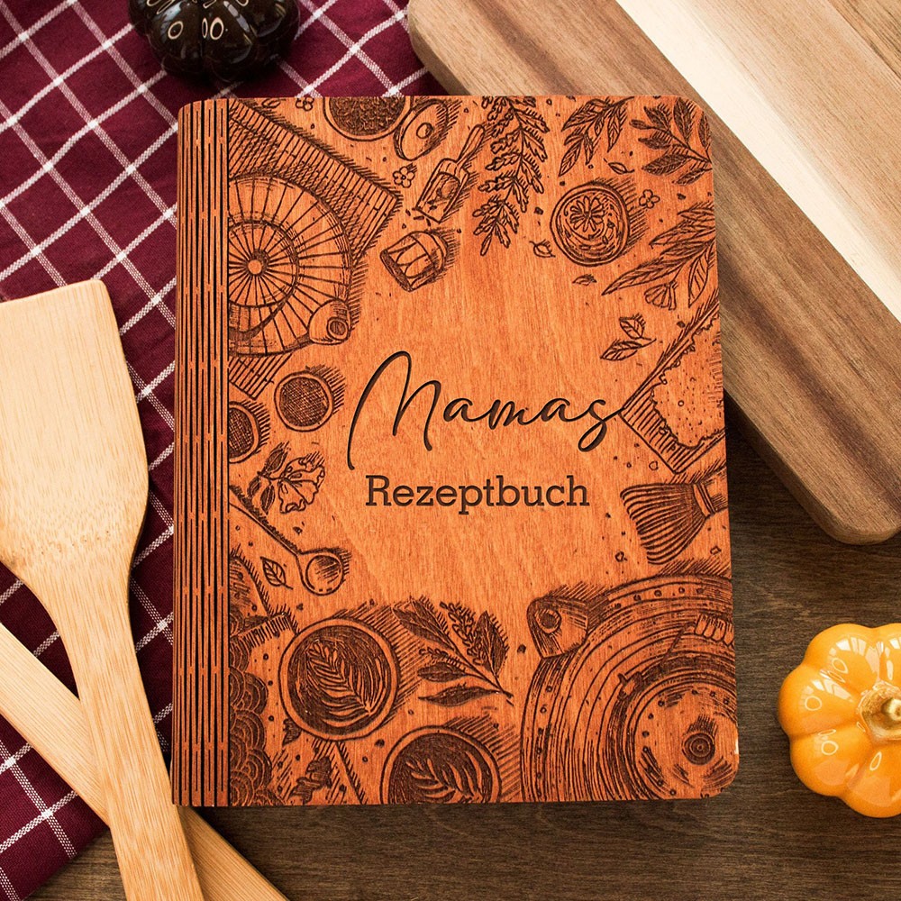 Personalisierte Mama Hölzerne Rezeptbuch für Weihnachten Geschenk