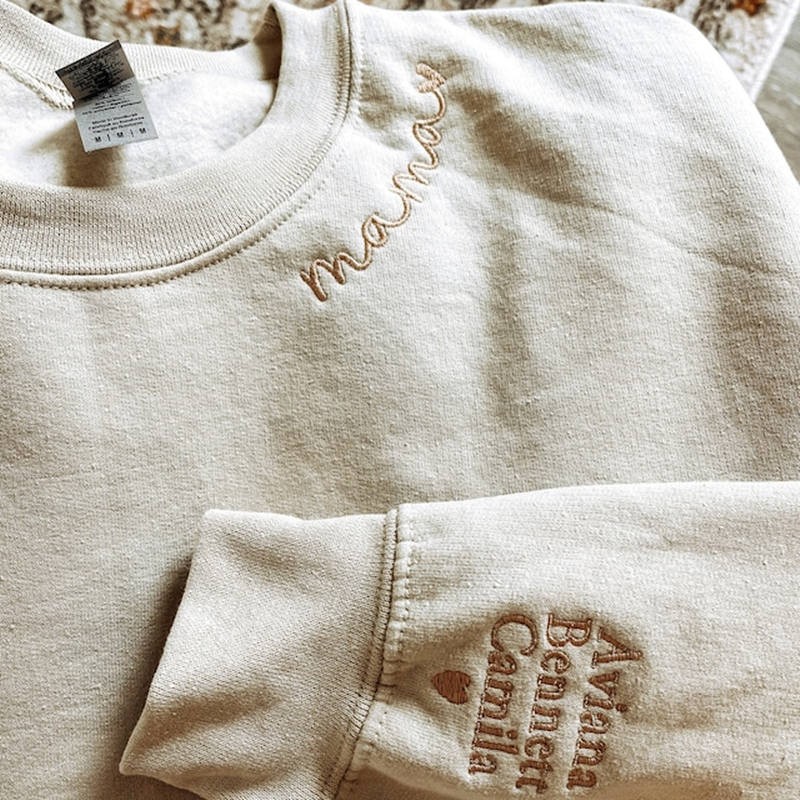 Benutzerdefinierte Mama bestickt Sweatshirt Hoodie mit Kindernamen für Muttertag Geschenkideen