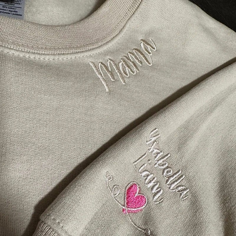 Benutzerdefinierte Mama bestickt Sweatshirt Hoodie mit Kindernamen für Muttertag Geschenkideen