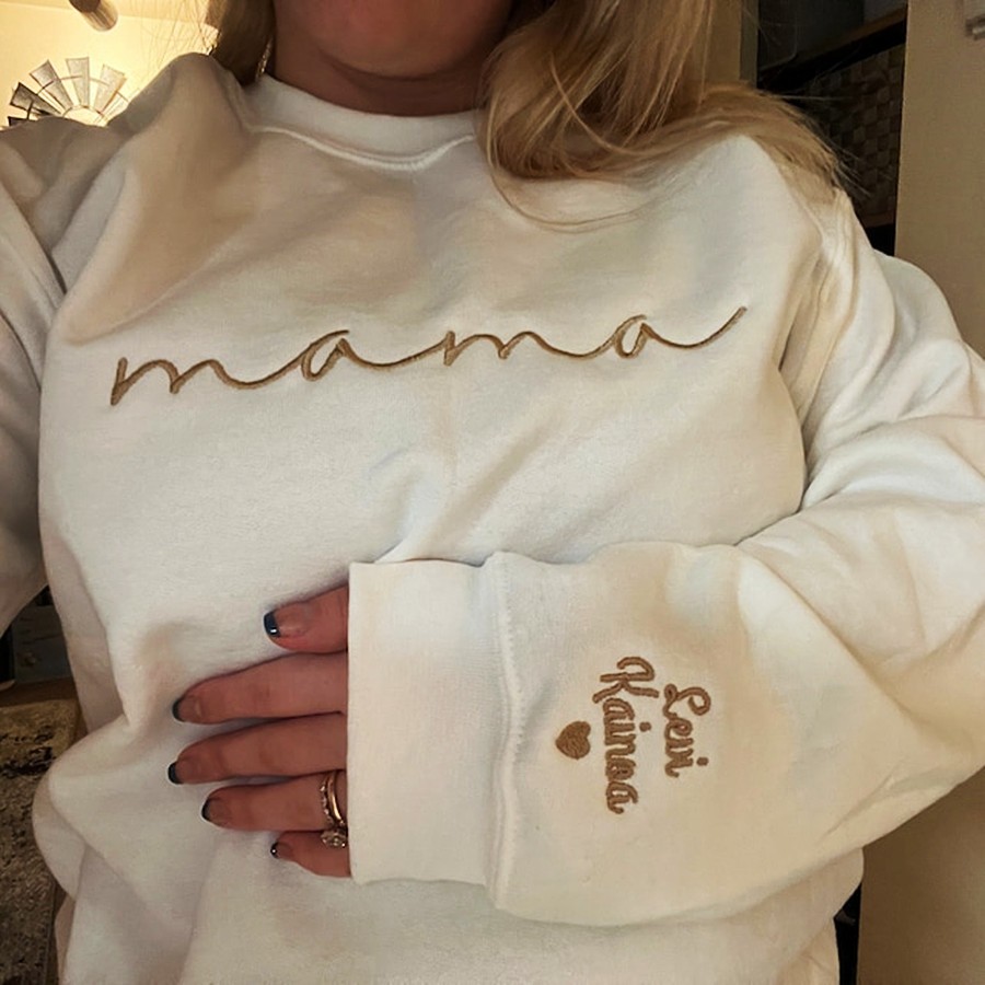 Benutzerdefinierte Mama bestickt Sweatshirt Hoodie mit Kindernamen für Muttertag Geschenkideen