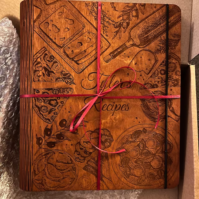 Individuelles Familien-Rezeptbuch aus Holz für Mama, Oma, Geschenkideen zum Weihnachtstag