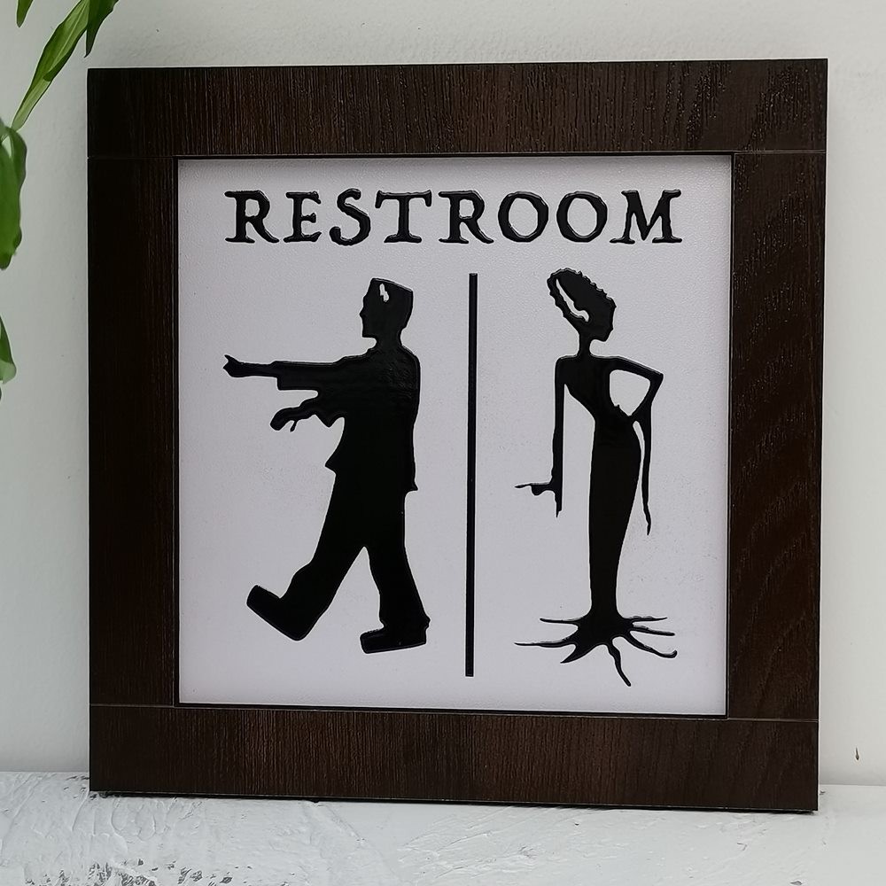 Halloween-WC-Holzschild