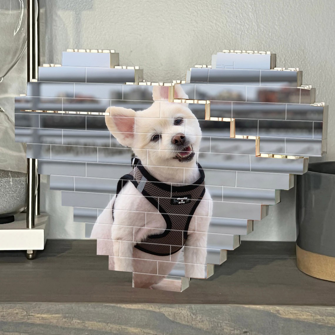 Personalisierte Herz Foto Block Puzzle Ziegel für Tierliebhaber