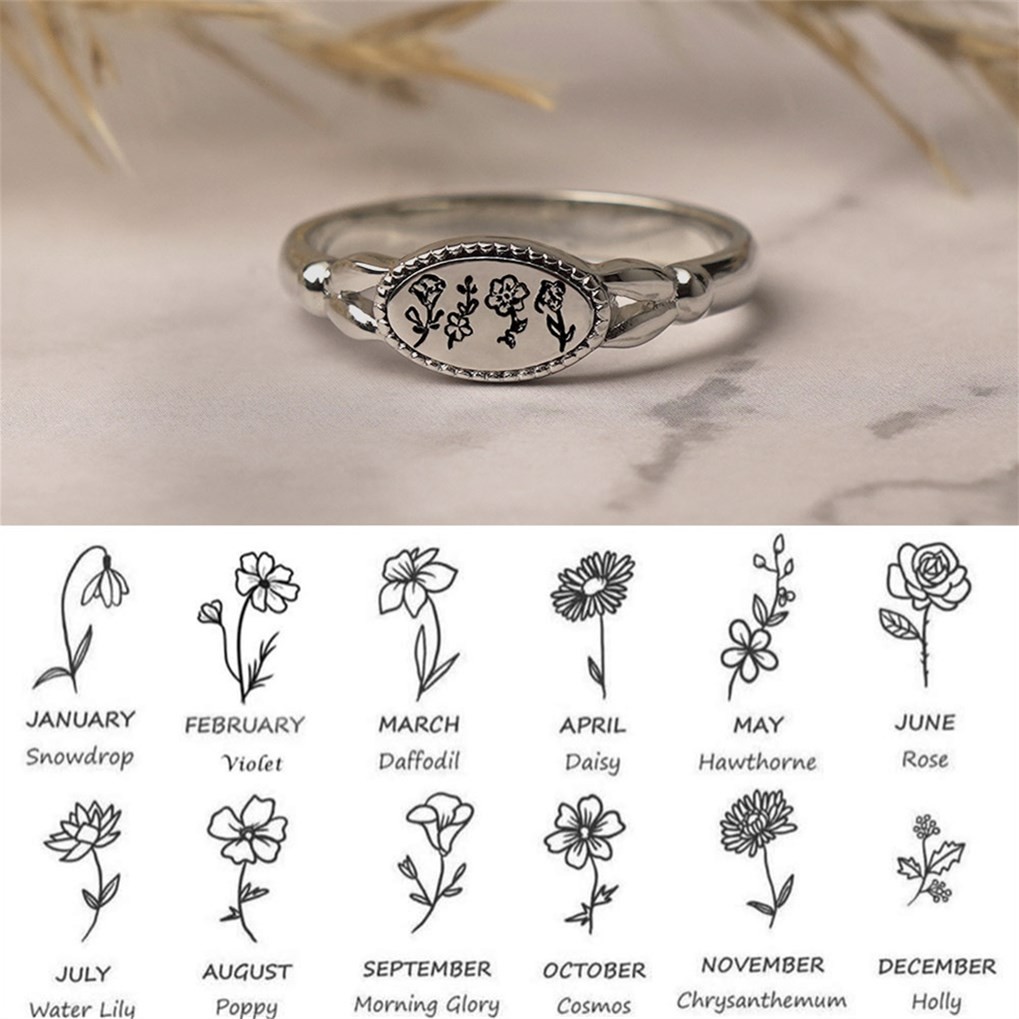 Personalisiertes Familiengeburts-Blumen-Monats-Ring-Geschenk für Sie