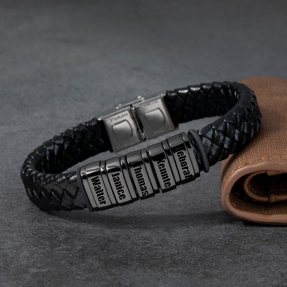 Personalisiertes Herren-Perlenarmband mit Namen, Weihnachts- und Geburtstagsgeschenk für Papa und Ehemann