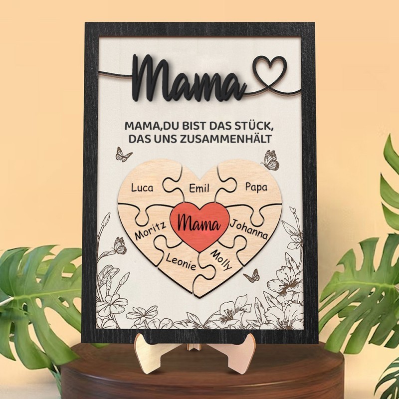 Mama Du bist das Stück, das uns zusammenhält Personalisiertes Mama Puzzle Zeichen Geschenk für Mama