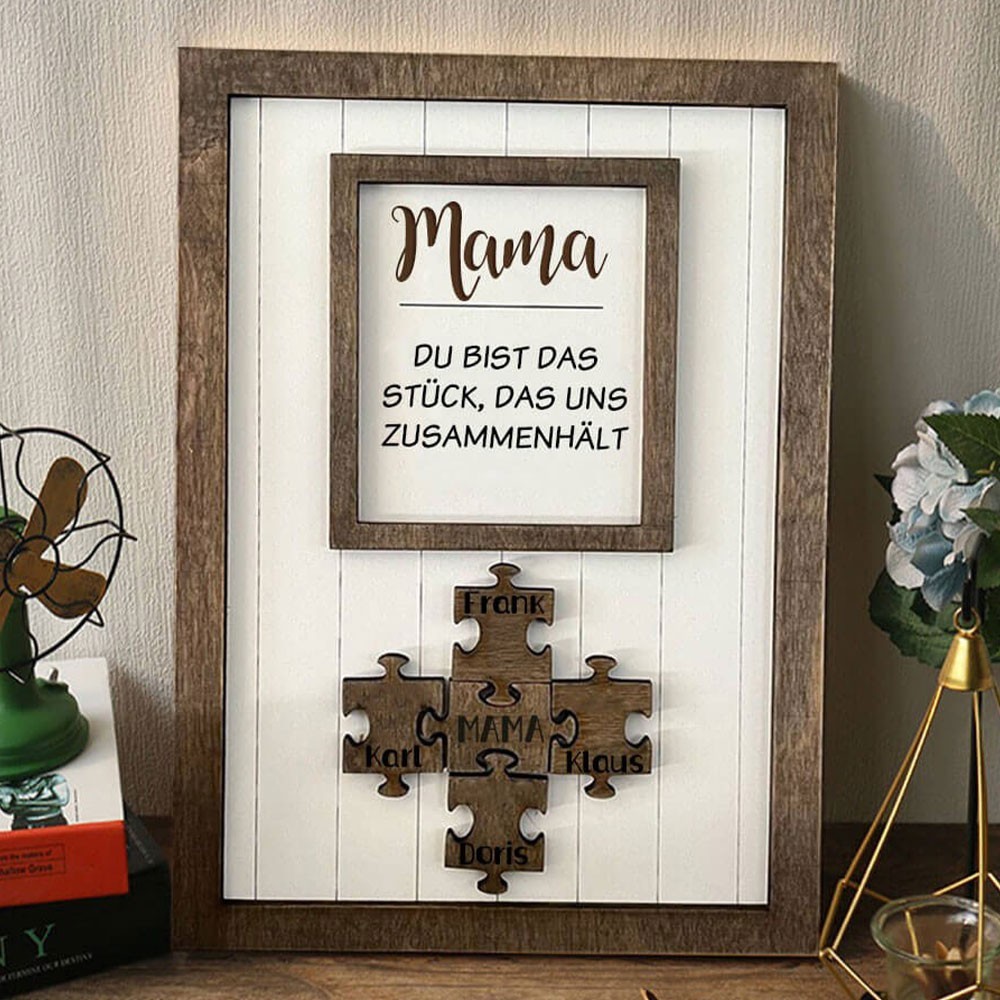 Mama Du bist das Stück, das uns zusammenhält Personalisiertes Mama Puzzle Zeichen Geschenk für Mama