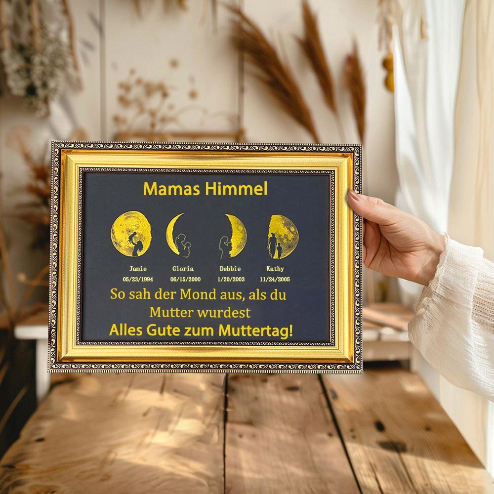 Individueller Mama's Sky Mondphase Kunstrahmen für Muttertag Geschenk