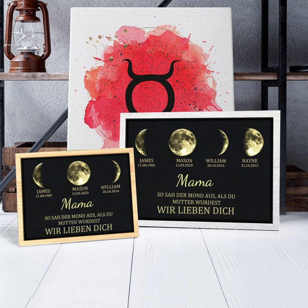 Personalisierte Mama Mondphase drucken Rahmen mit Kindernamen einzigartige Muttertag Geschenke
