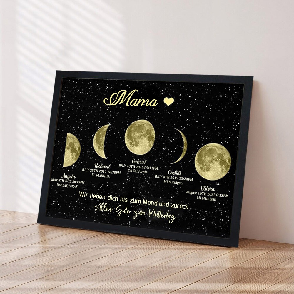 Benutzerdefinierte Mama's Universum Mondphase Druckrahmen mit Kindernamen einzigartige Muttertag Geschenke