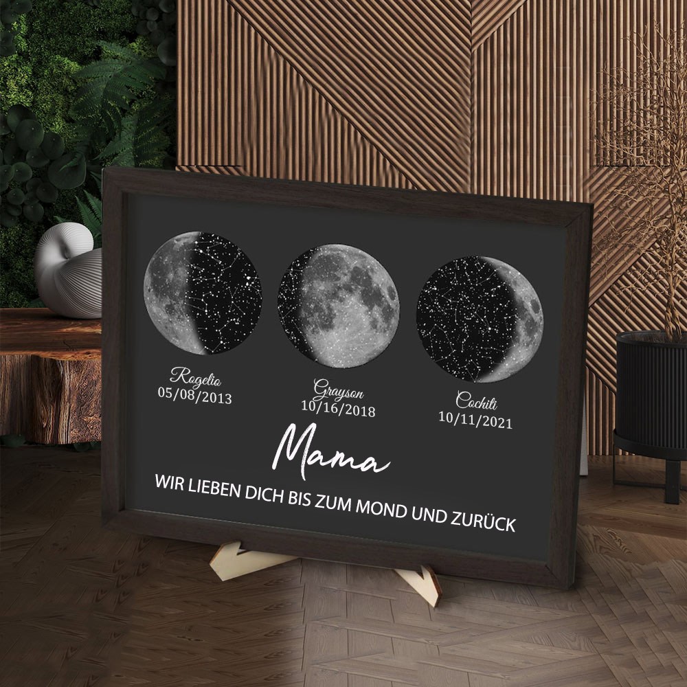 Personalisierte Mama Mondphase drucken Rahmen mit Kindernamen für Muttertag Geschenke