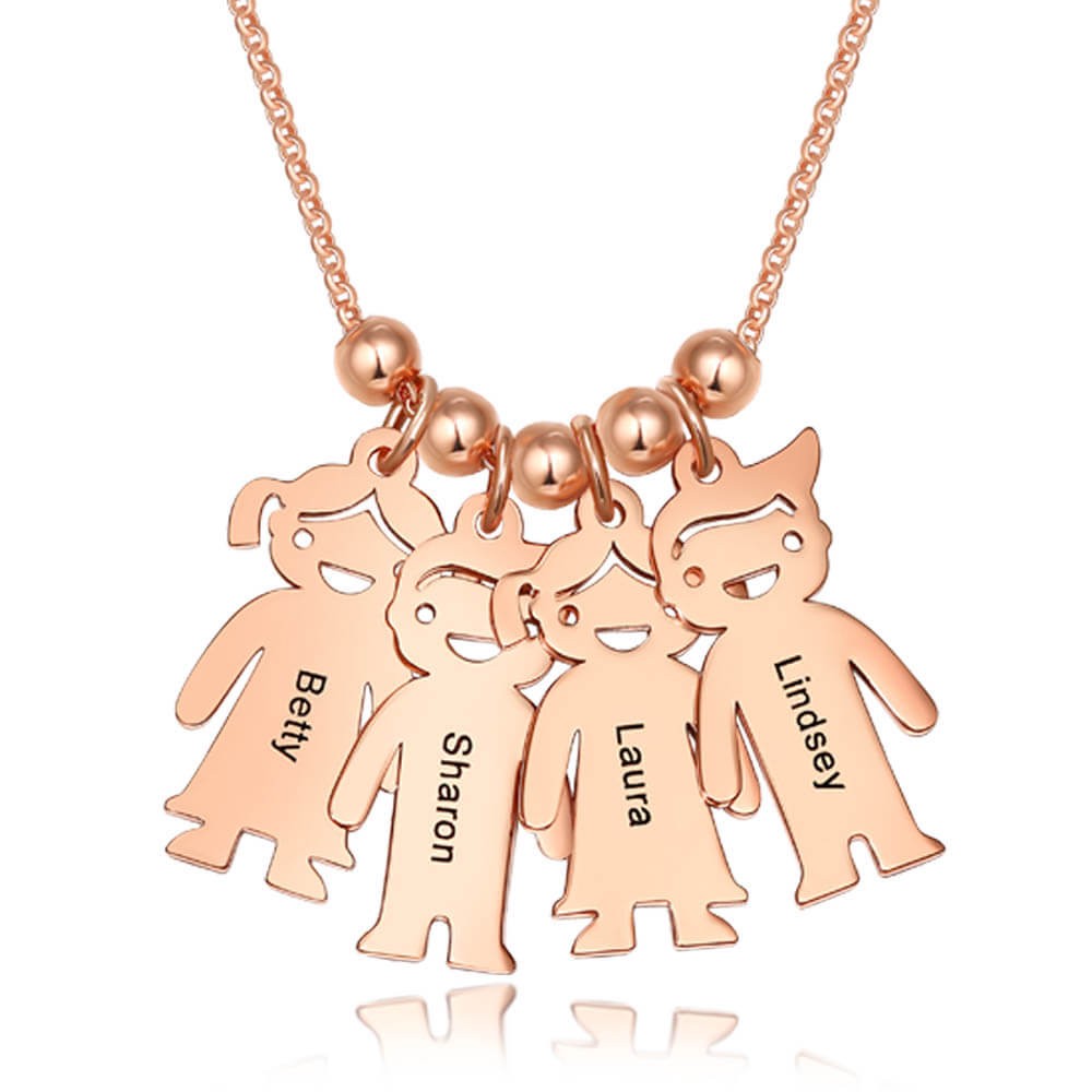 Personalisierte 1-10 Kinder Kinder Charms gravierte Namenskette