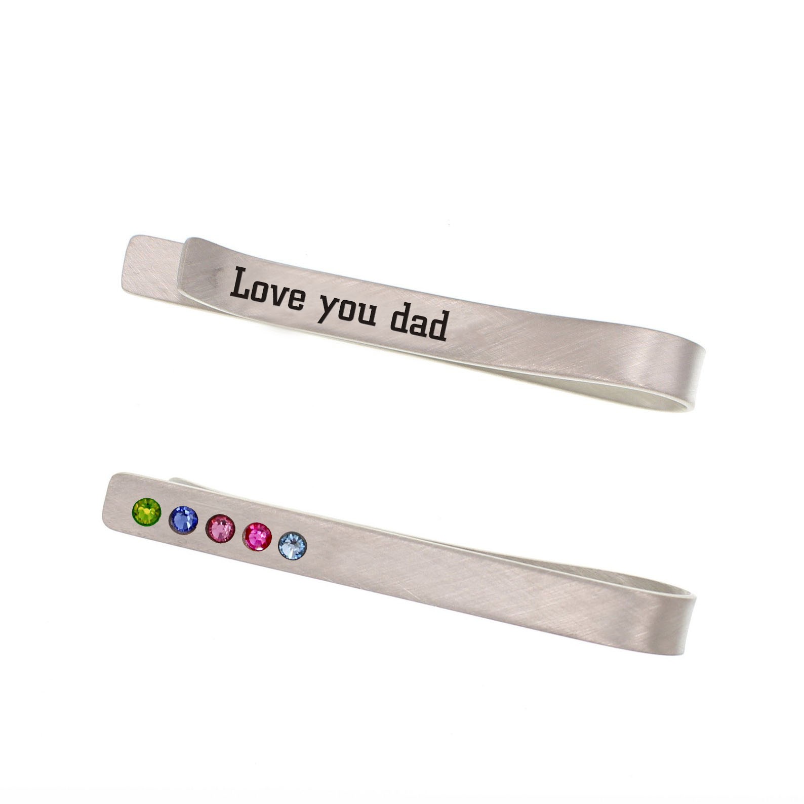 Personalisierte Krawattenklammern mit Namensgravur für Männer mit Geburtsstein für ihn Vatertagsgeschenk