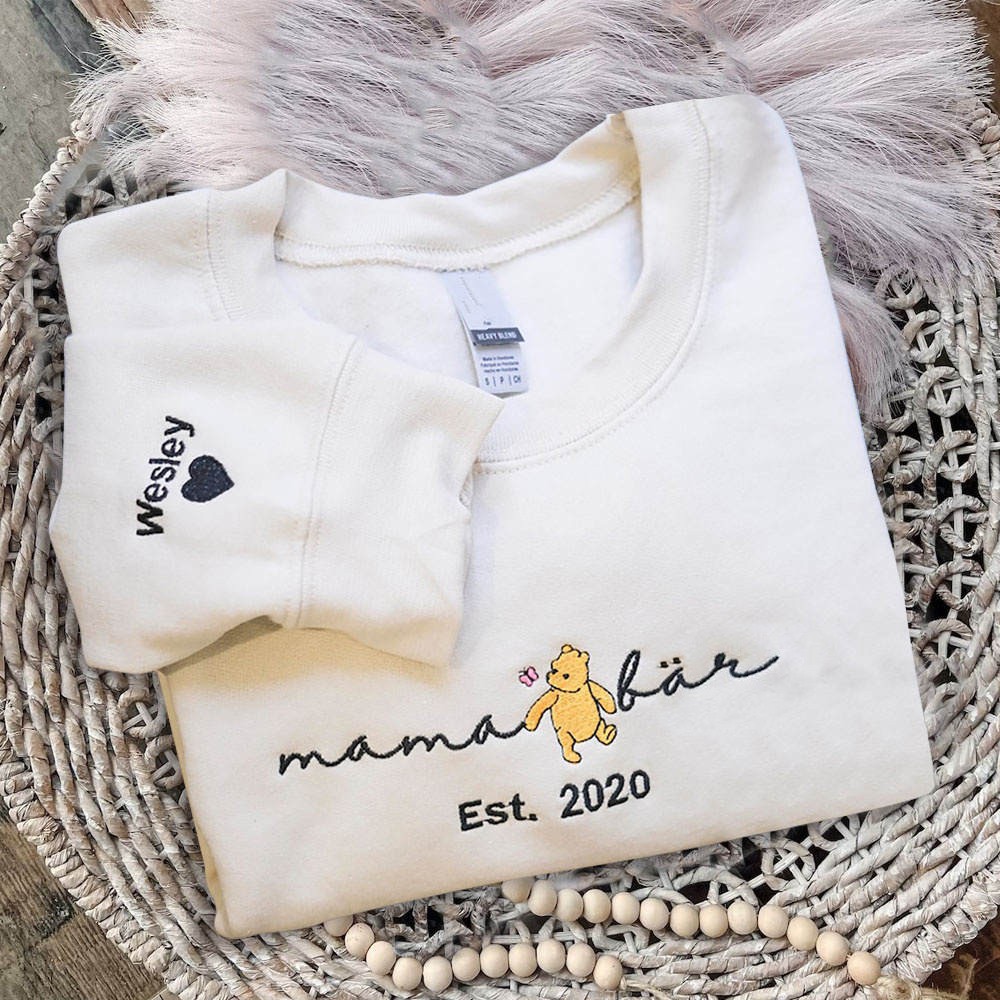 Individuell bestickte Mama Bär Sweatshirt mit Kindernamen für Muttertag Geschenkideen