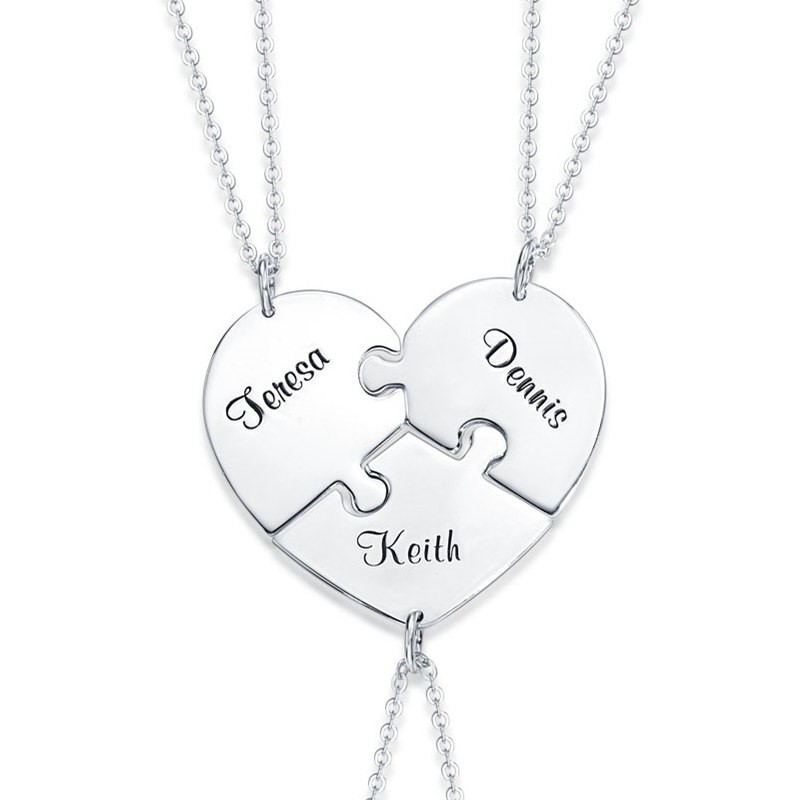Silberne personalisierte Herzform 1-7 Stück Namenskette für Familie