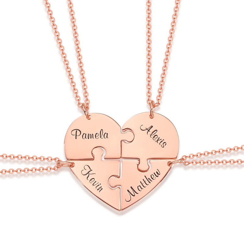 18 Karat Rosévergoldung Personalisierte Herzform 1-7 Stück Namenskette für Familie