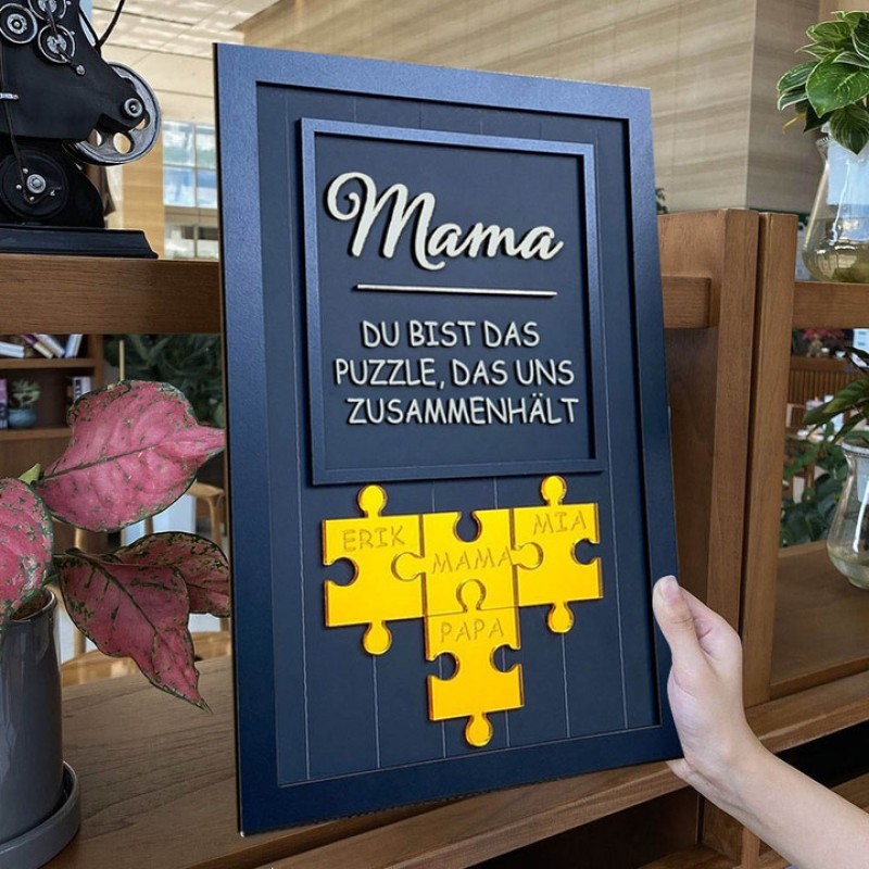 Mama Du bist das Stück, das uns zusammenhält Personalisiertes Mama Puzzle Zeichen Geschenk für Mama