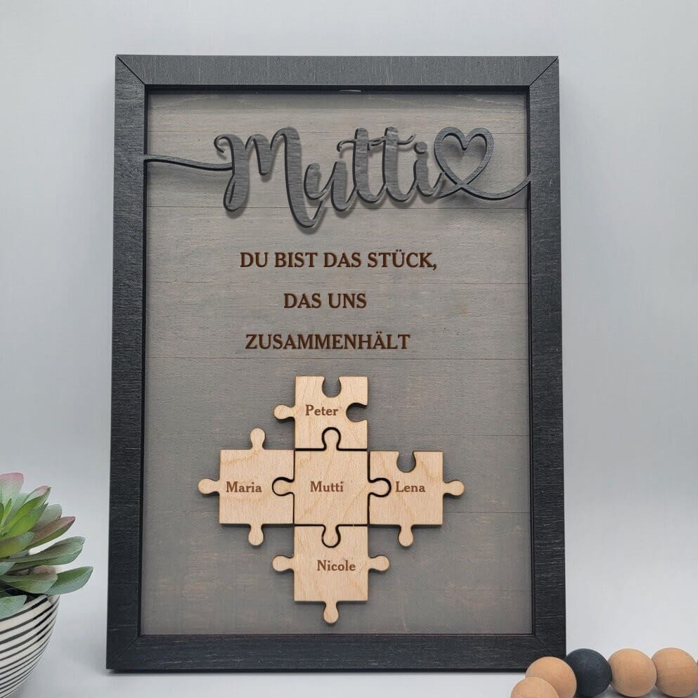 Mutti Du bist das Stück, das uns zusammenhält Personalisiertes Mama Puzzle Zeichen Geschenk für Mutti