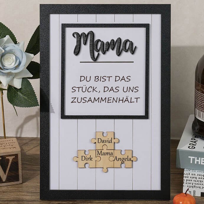 Mama Du bist das Stück, das uns zusammenhält Personalisiertes Mama Puzzle Zeichen Geschenk für Mama