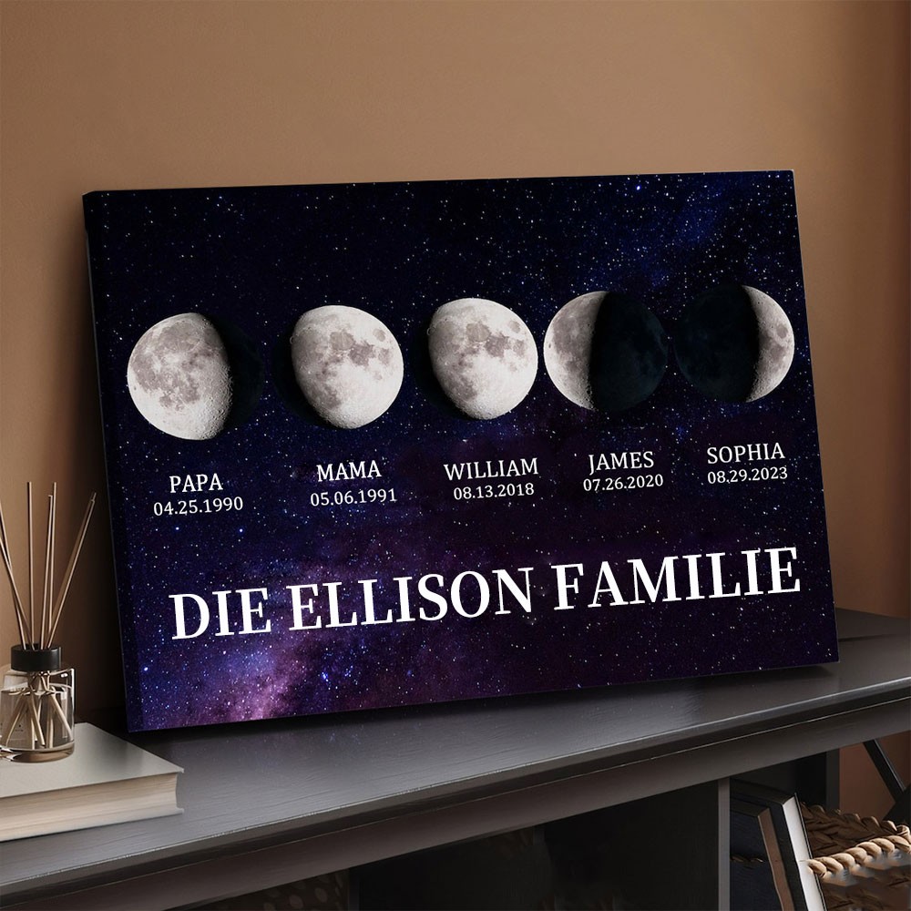 Individueller Mondphase drucken Rahmen mit Kindernamen einzigartige Muttertag Familie Geschenkideen