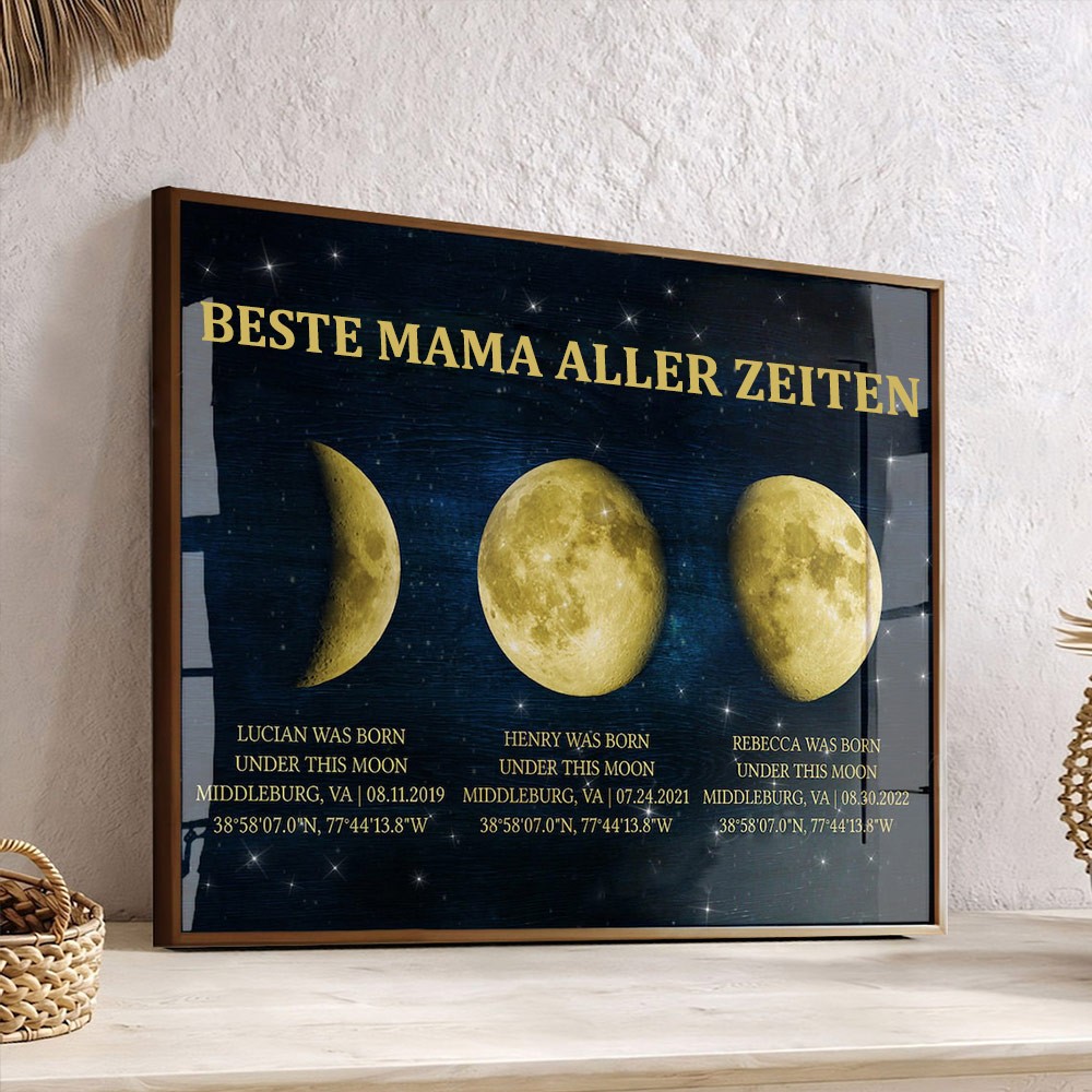 Personalisierte Beste Mama aller Zeiten Universum Mondphase drucken Rahmen mit Kindernamen einzigartige Geschenkideen