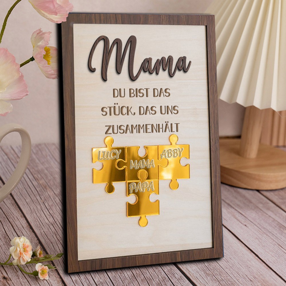 Benutzerdefinierte Mama Puzzle Zeichen mit Namen der Kinder für Mama Oma Muttertag