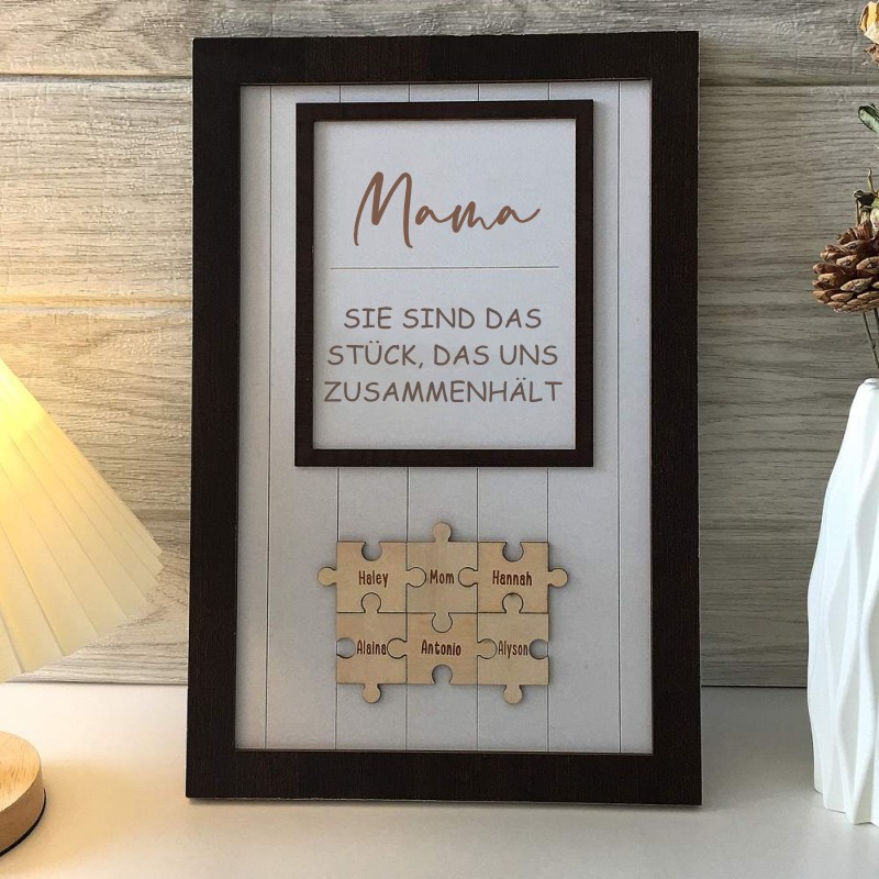 Personalisierte Muttertagsgeschenk Mama Du bist das Teil, das uns zusammenhält Puzzleteile Namensschild Wanddekoration
