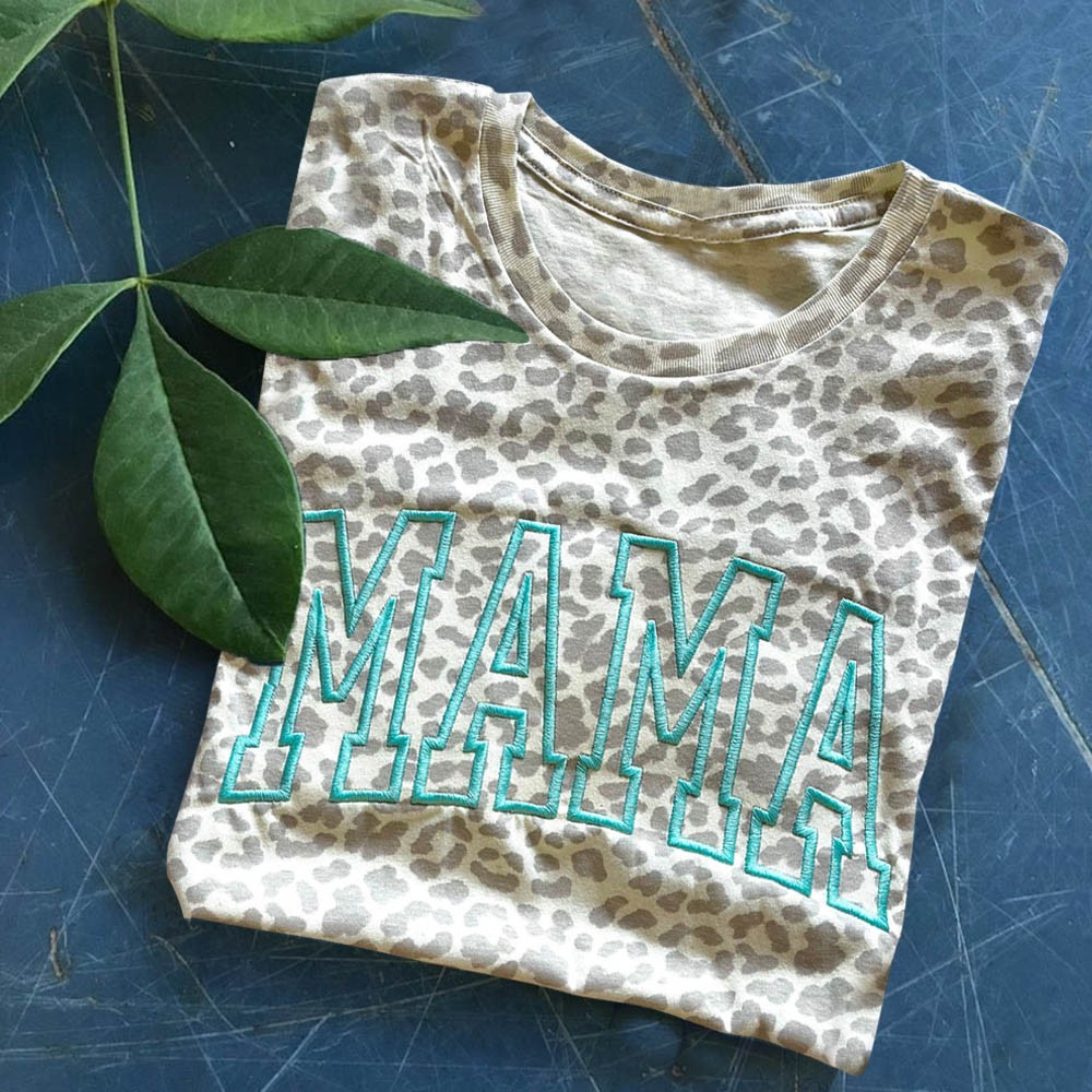 Benutzerdefinierte Gestickten Leopard Mama Shirt für Muttertag Geschenk
