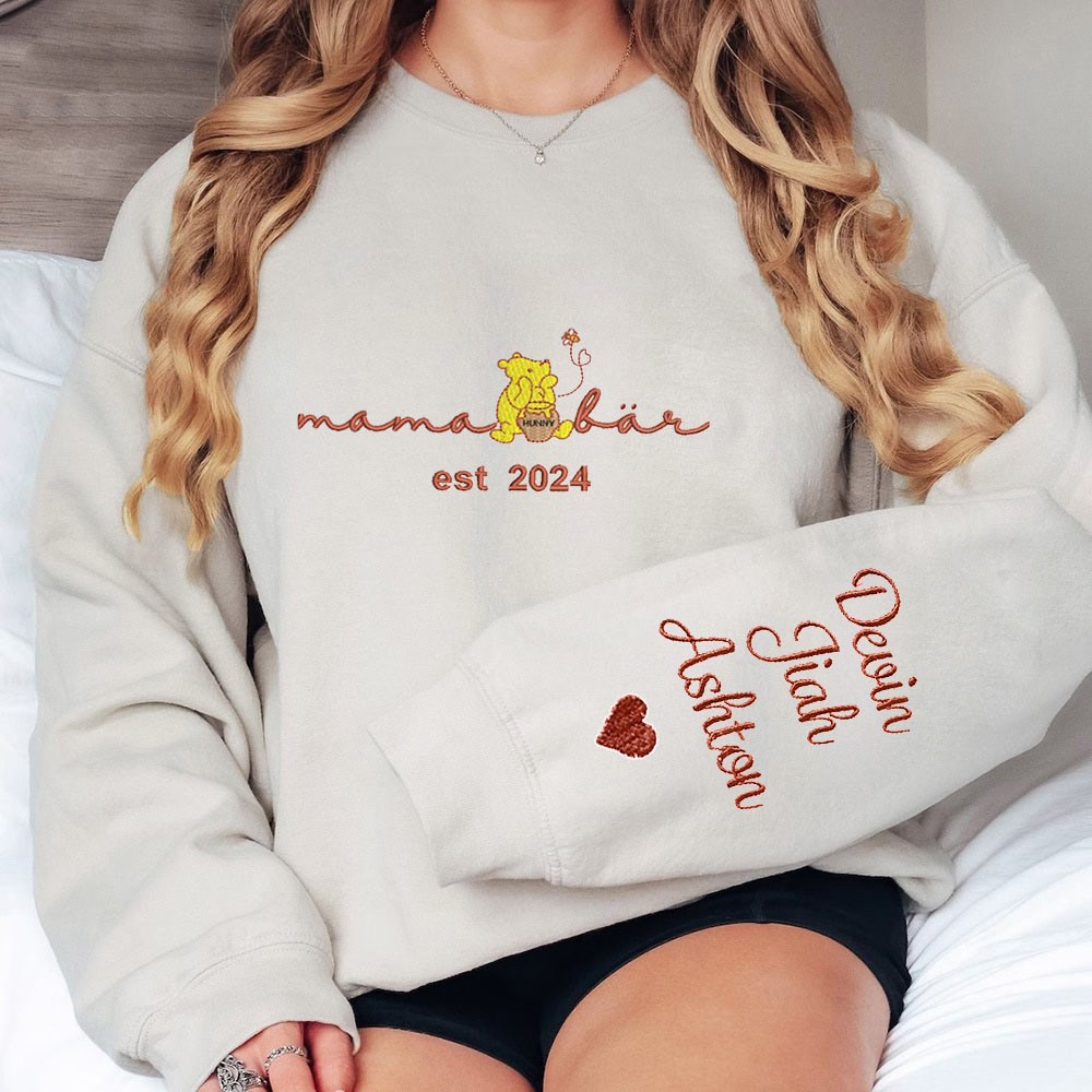Individuell besticktes Mama Bär Sweatshirt mit Kindernamen für Geschenkideen zum Muttertag