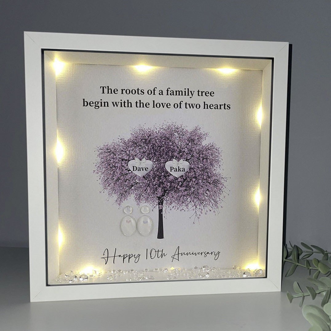 Custom Family Tree Frame With Names 10th Anniversary Gifts