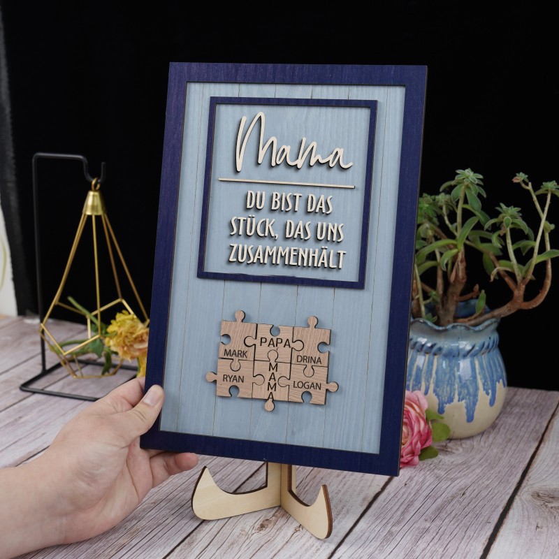 Benutzerdefinierte Mama Puzzle Zeichen mit Namen des Kindes für Mama/Oma Weihnachtsgeschenk
