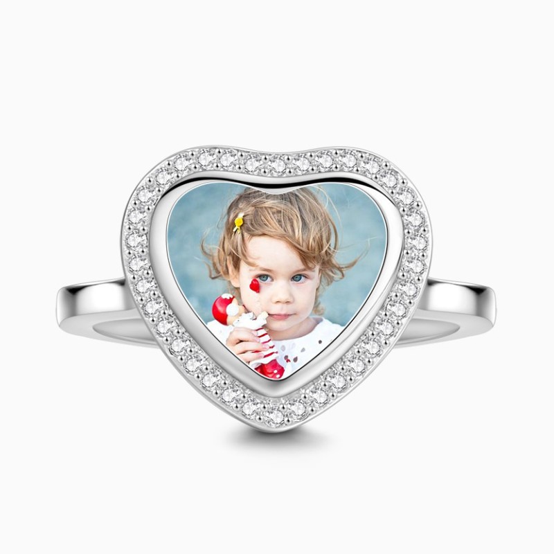 S925 Sterling Silber Personalisierter Fotoring