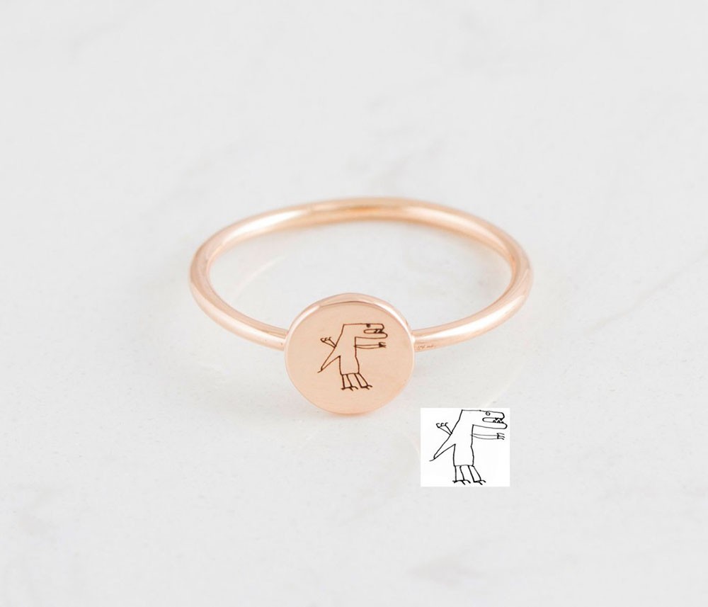 Gedenk-Handschrift-Disc-Ring | Tatsächlicher Handschrift-Bandring | Geschenke für Mama