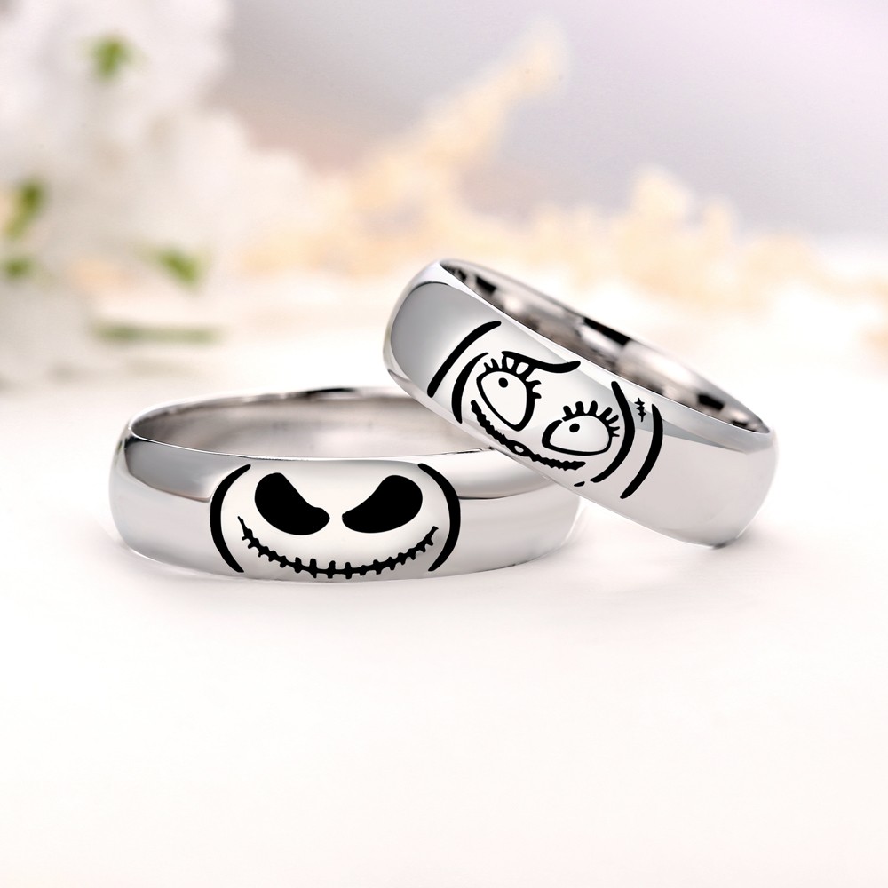Personalisierte Lovely Jack Skellington und Sally Couple's Band Set Ringe