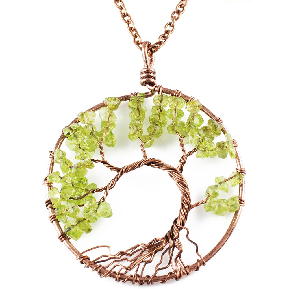 Baum des Lebens Halskette Peridot- Halsketten für Frauen Baum des Lebens Halskette Kupfer