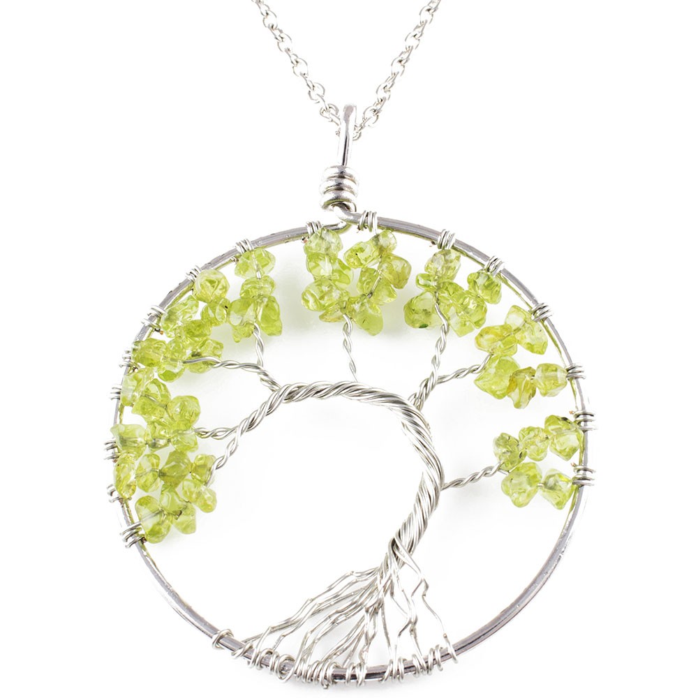 Baum des Lebens Halskette Peridot- Halsketten für Frauen Baum des Lebens Halskette Kupfer