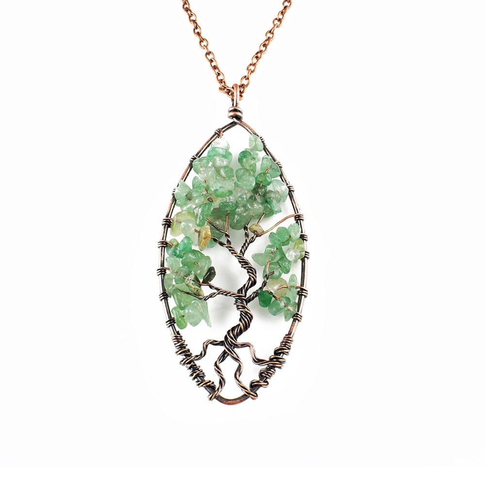 Ovale Lebensbaum Halskette Amethyst- Halsketten für Frauen Lebensbaum Halskette Kupfer