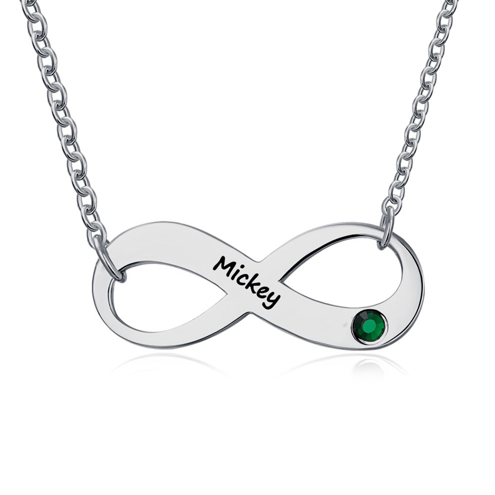 Infinity Namenskette mit Geburtssteinen