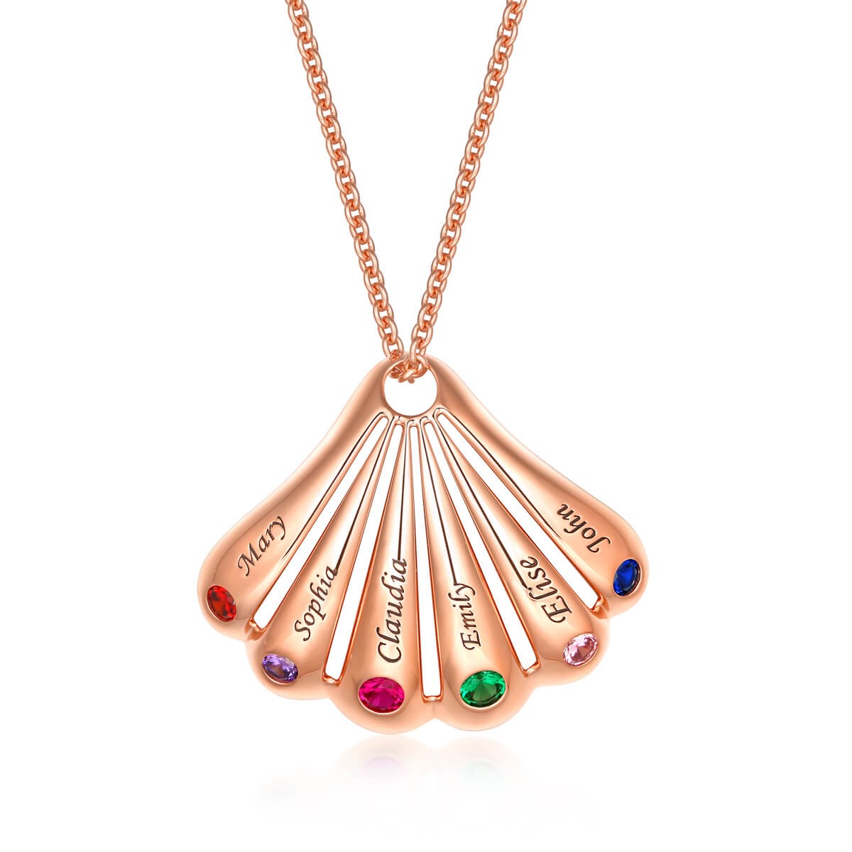 18 Karat Rosévergoldung Personalisierte Muschelform Anhänger 1-9 Name Geburtsstein Halskette