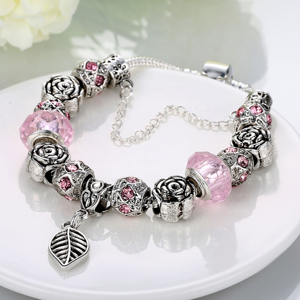 Armband mit rosa Blättern