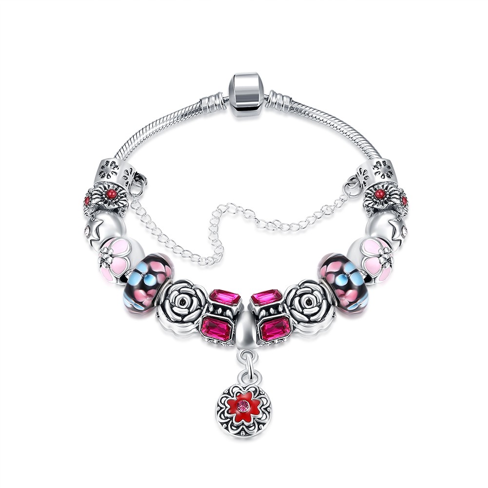 Muranoglas mit schwarzen und roten Blumen