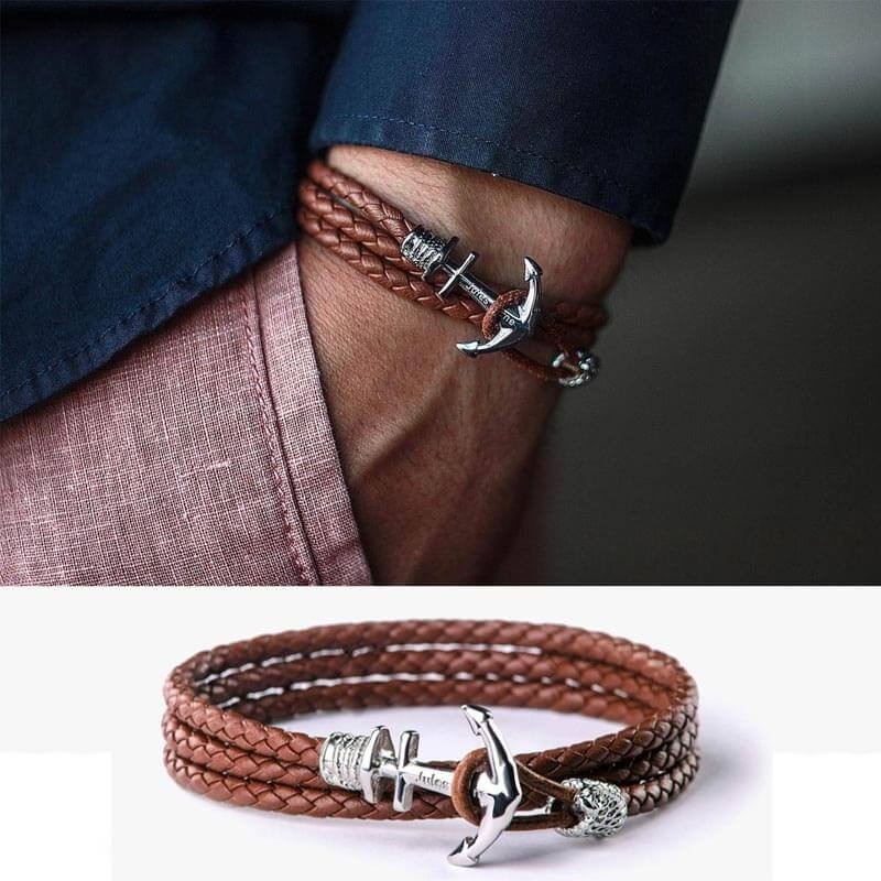 Neue heiße Art-Männer-Geschenke Personalisierte Anker-Namen-Gravur-Lederarmbänder