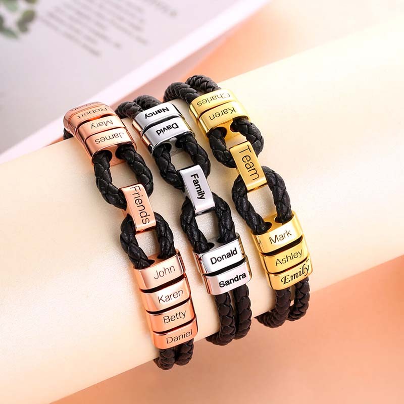 Herren personalisiertes Perlennamenarmband für Ihn Geschenk