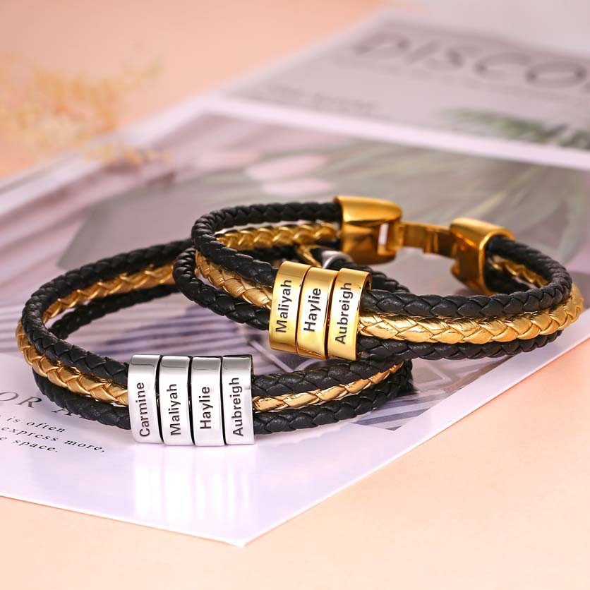 Herren personalisiertes graviertes Namensperlenarmband für ihn Geschenk