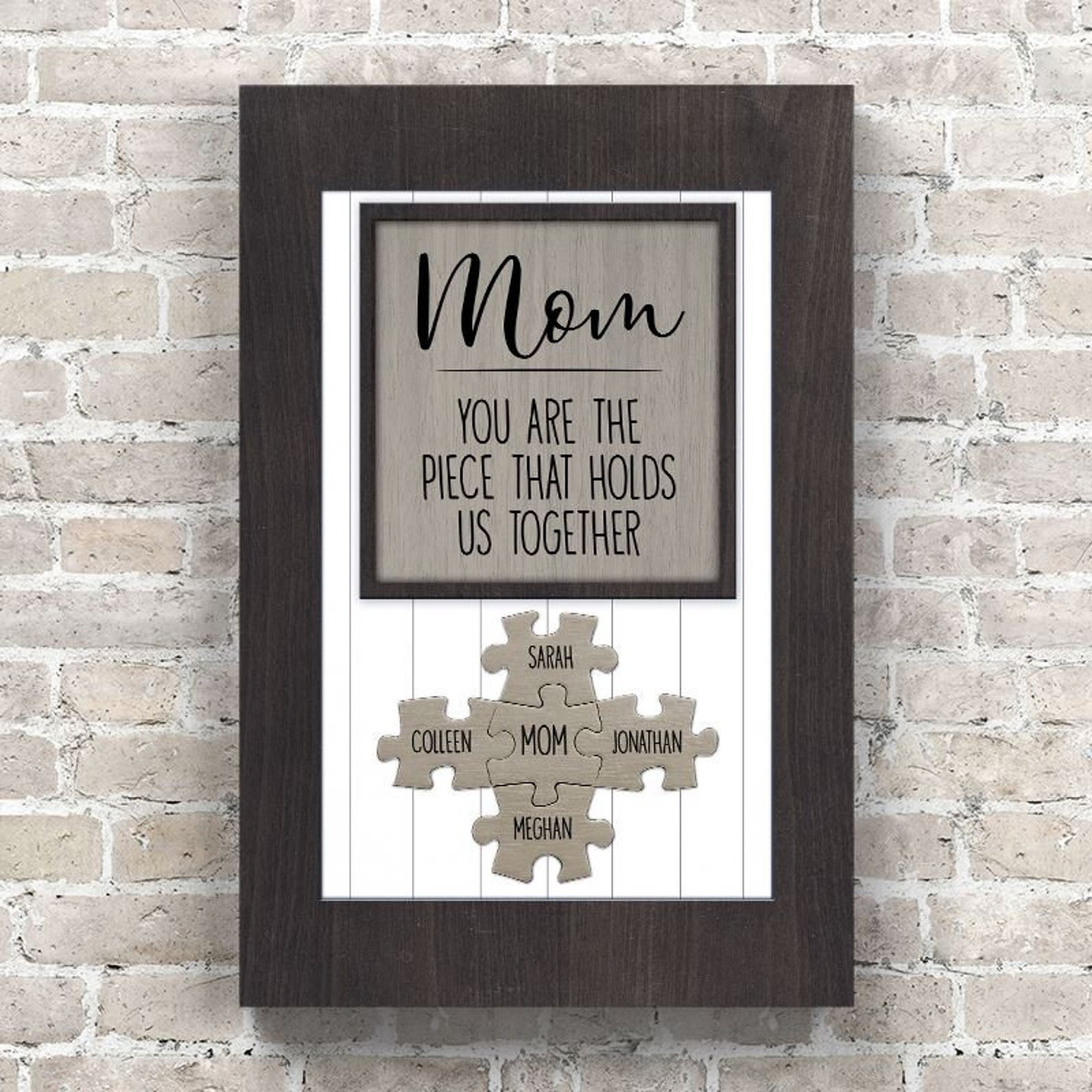 Personalized Mothers Day Gift Mom You Are The Piece That Holds Us Together 1-20 Puzzle Piece Name Sign Wall Decor