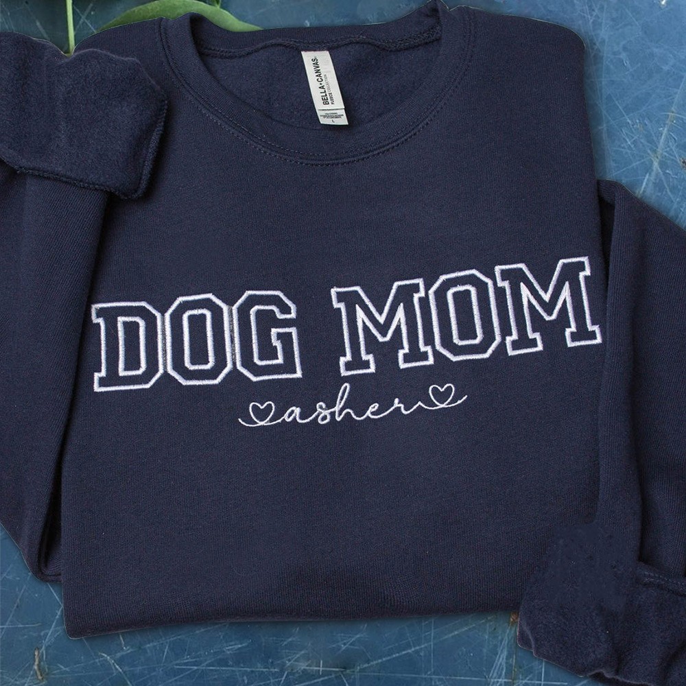 Individuell Bestickt Hund Mama Sweatshirt Hoodie mit Namen für Muttertag Haustierliebhaber Geschenkideen