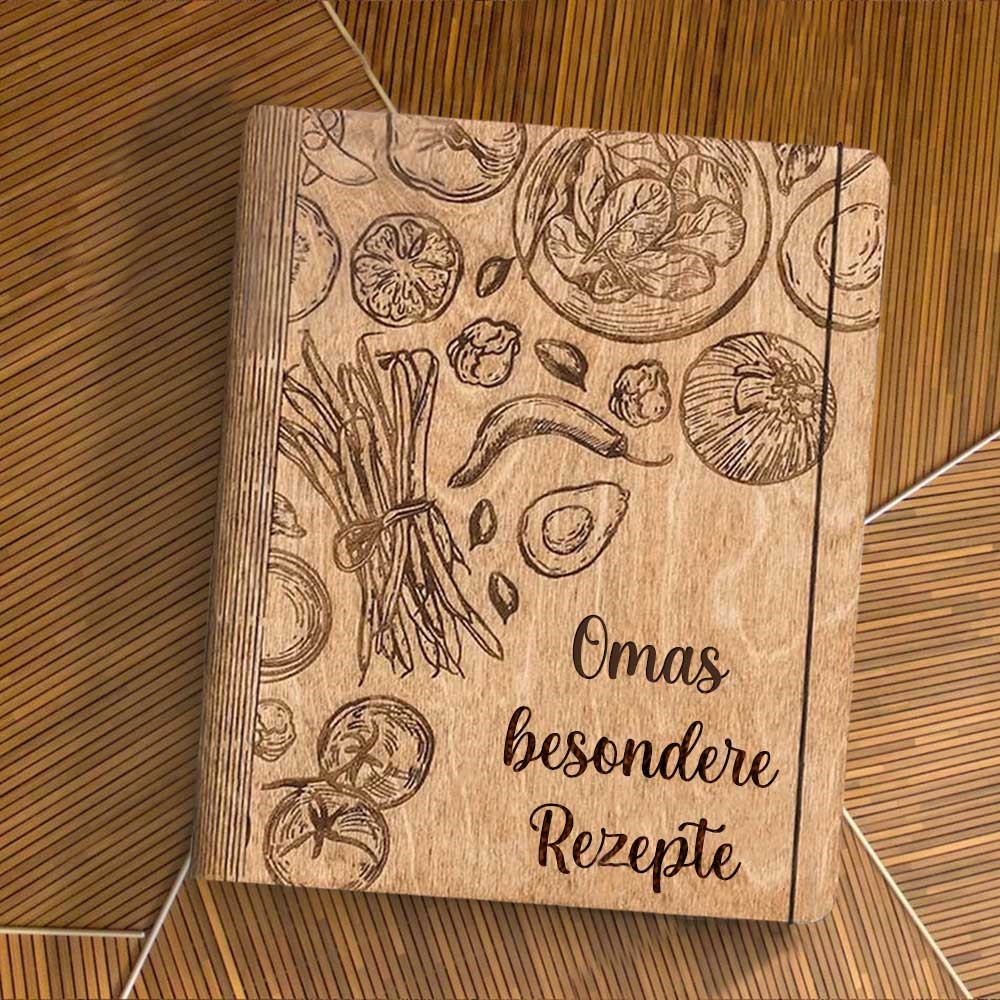 Individuelles Familien-Rezeptbuch aus Holz für Mama, Oma, Geschenkideen zum Weihnachtstag