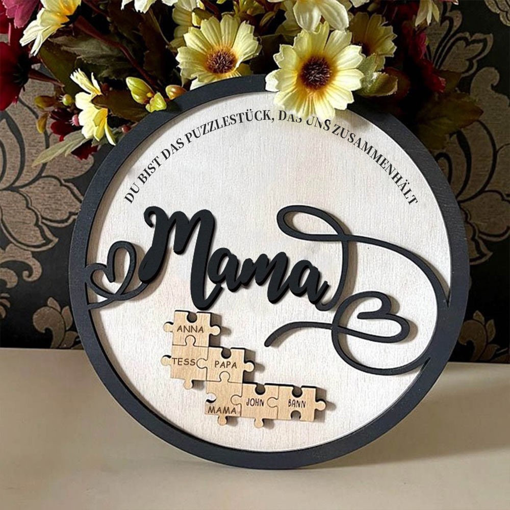 Personalisierte Muttertagsgeschenk Mama Du bist das Teil, das uns zusammenhält Puzzleteile Namensschild Wanddekoration